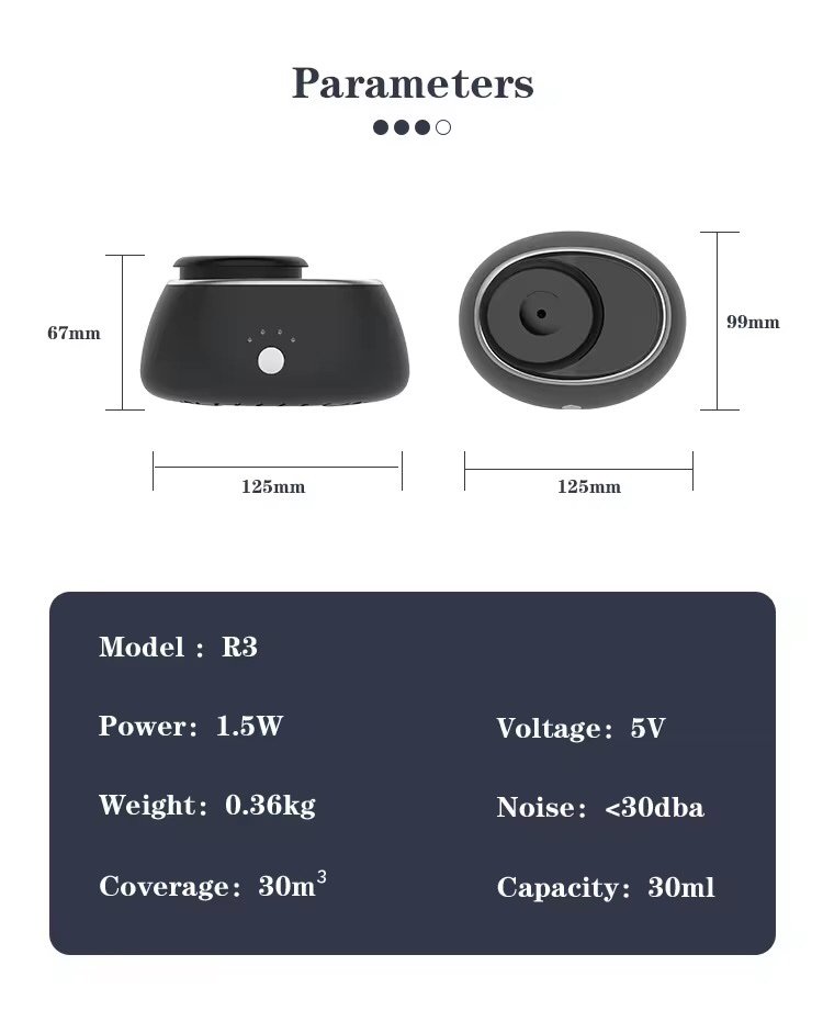 R3 30ml Small Aroma Diffuser Car Essential Oil Scent Diffuser Machine Office Scent Air Freshener - Image 5
