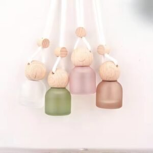 Colorful 10ml glass car hanging diffuser empty bottles with natural fiber cords for essential oils