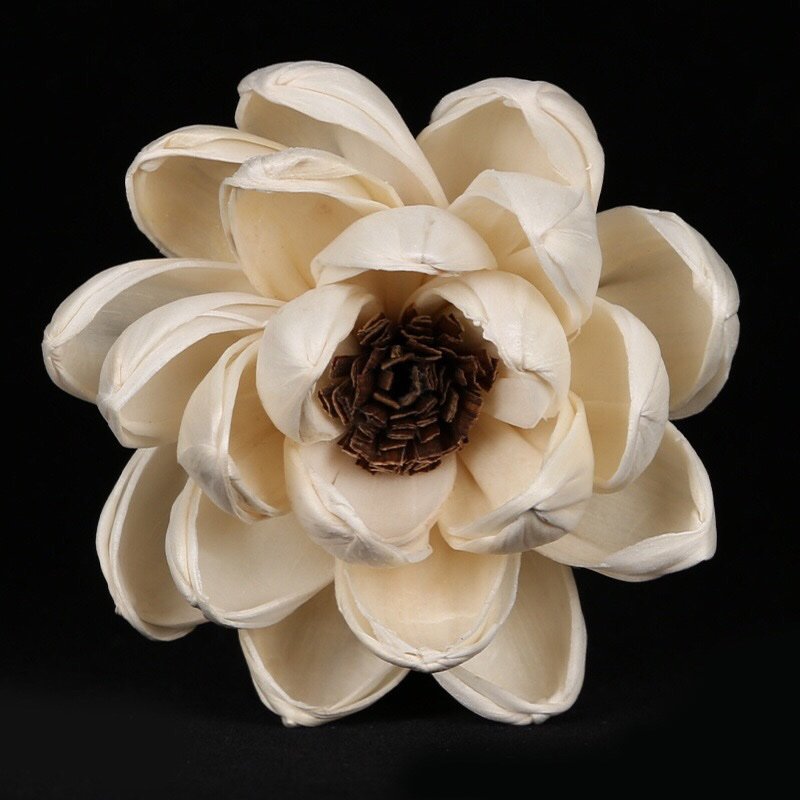 Close-up detail of 8cm artificial lotus flower with pre-drilled hole
