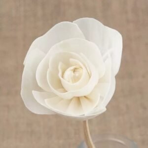 5cm miniature multiflora rose diffuser topper with curved vine and pre-drilled hole