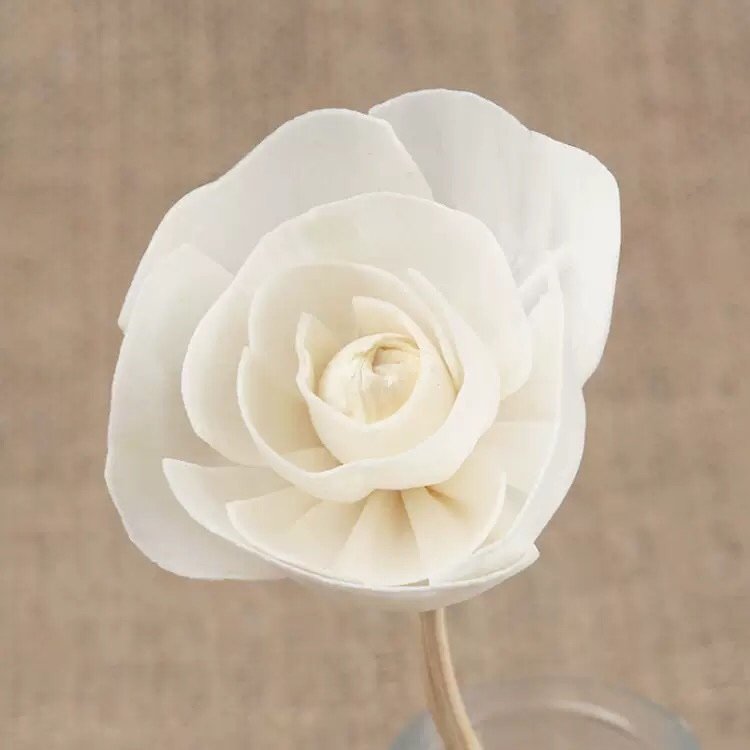 5cm miniature multiflora rose diffuser topper with curved vine and pre-drilled hole