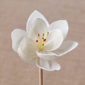 5cm white orchid diffuser topper with elegant stem and pre-drilled hole