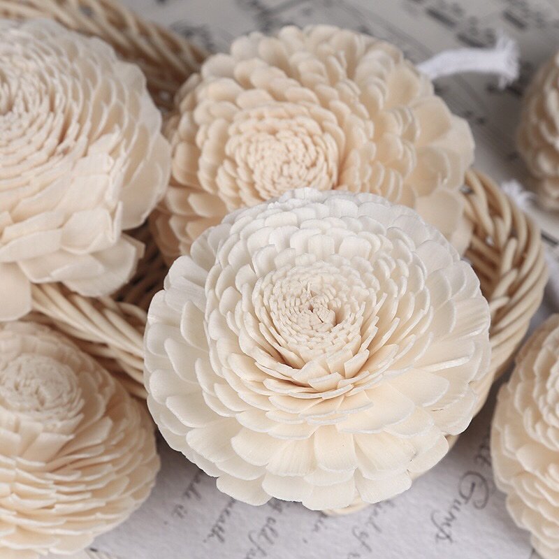 8cm white feverfew artificial flower with cotton wick for candle making