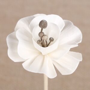 5cm white peony artificial flower with natural rattan stem for reed diffusers