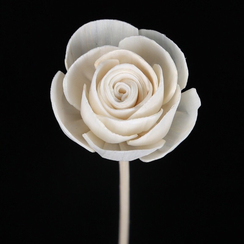 Pure white 4.5cm paper rose emphasizing pristine petals and adaptable mounting solutions for decor applications