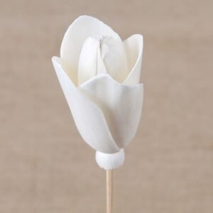 Close-up detail of lily flower bud highlighting compact form and fiber rod mounting option