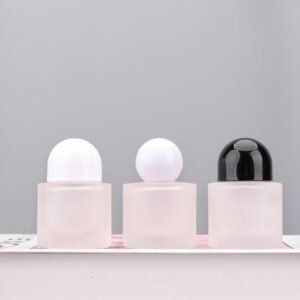 Frosted White Glass Perfume Bottle with 3 Interchangeable Caps - 30ml Minimalist Empty Bottle