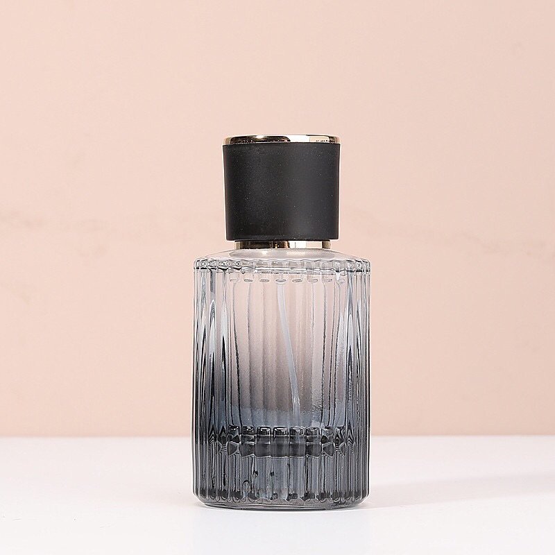 Ribbed Matte Black Glass Perfume Bottle - 30ml 50ml Seamless Design Empty Bottle