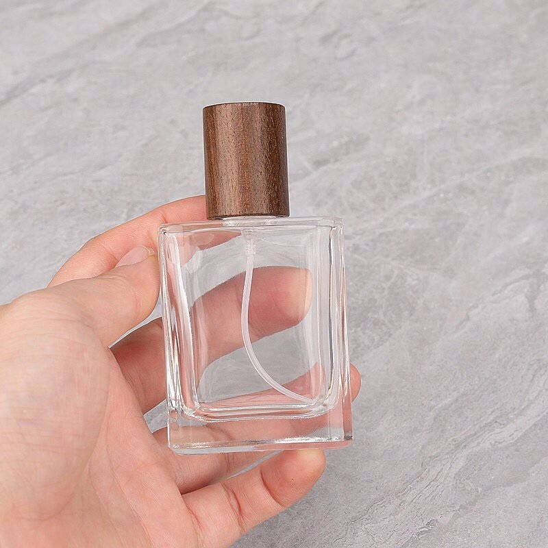 Eco-Friendly Perfume Spray Bottle with Wooden Cap - Natural Cosmetic Packaging