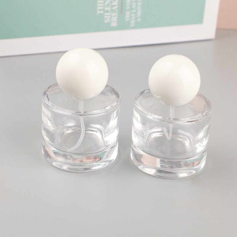 Clear Glass Perfume Bottle with Cream Cap - 30ml Minimalist Empty Bottle
