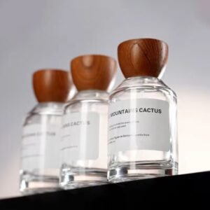 Glass Spray Perfume Bottle with Tapered Walnut Cap - 30ml Crimp Neck Refillable Bottle