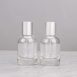 Clear Glass Perfume Bottle with Silver-Grey Cap - 30ml 50ml 100ml Empty Refillable Bottle