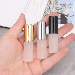 Frosted Transparent 5ml Perfume Bottle with Silver/Gold/Black Cap - Matte Finish Glass Container