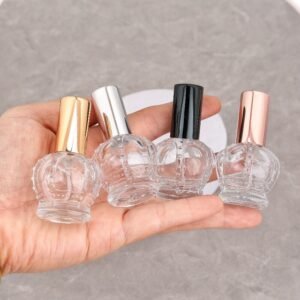 Elegant Crown-Designed Perfume Bottle - Unique Contoured Glass Packaging
