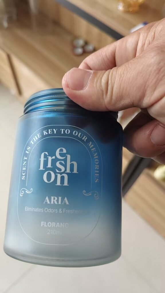 Silk screen printed logo on clear glass bottle – matte white ink, flat finish