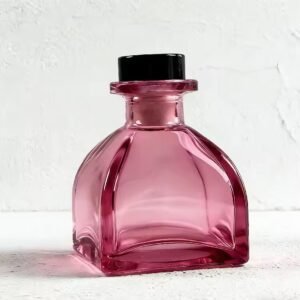 Close-up of a red 50ml aromatherapy bottle – rich color, smooth glass surface, custom color example
