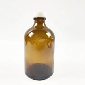 Amber aromatherapy bottle with white plastic stopper – 50ml or 100ml, warm brown glass, clean and minimalist closure